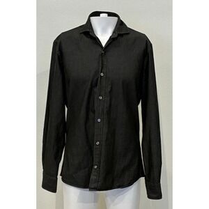 Ledbury Tailored Fit Button Up Shirt Men's Size 15.5 Black Long Sleeve Casual